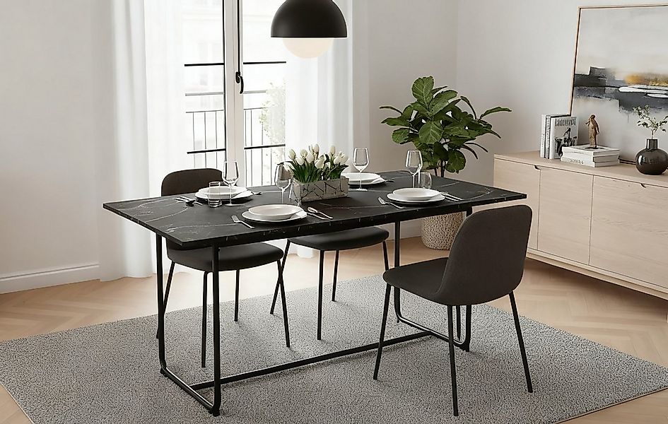 B&D home Esstisch LIO, Metallgestell schwarz oder weiß, ausziehbar, 4-6 Per günstig online kaufen