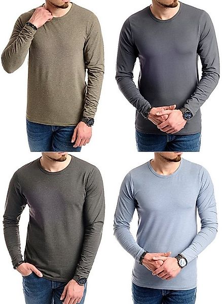 Jack & Jones Langarmshirt (4er-Pack) Basic Shirts mit Rundhalsausschnitt günstig online kaufen