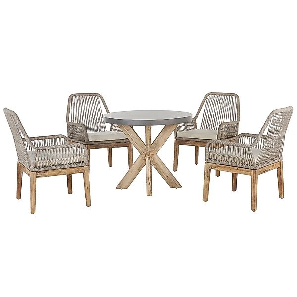 Beliani Gartentisch Set OLBIA Creme 90x90x76 günstig online kaufen