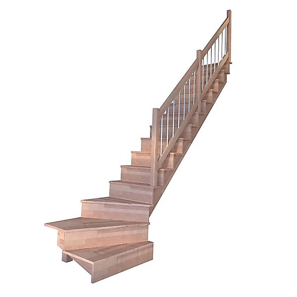 Treppe Lindos Buche Gewendelt R Setzstufen 100 cm Holz-Edelstahl-Geländer F günstig online kaufen