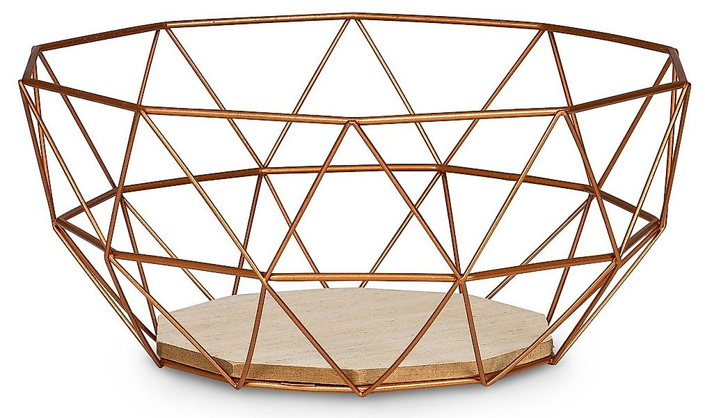 Levandeo® Dekoschale, Korb Metall Kupfer 26x12cm Modern Holz MDF Braun Schü günstig online kaufen