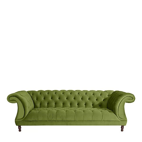 Olivgrünes Samtvelours Sofa im Barockstil 253 cm breit günstig online kaufen