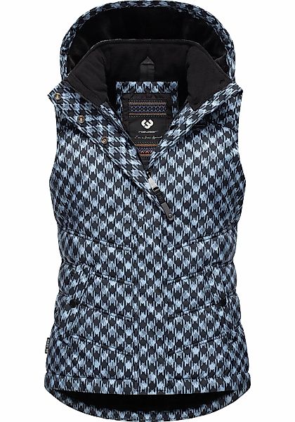 Ragwear Steppweste "Hesty Print", Weste mit abnehmbarer Kapuze und Hahnentr günstig online kaufen