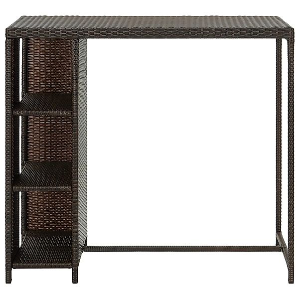 vidaXL Bartisch mit Regal Braun 120x60x110 cm Poly Rattan günstig online kaufen