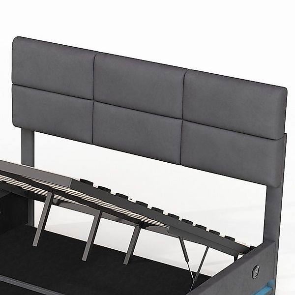 STILVORA Polsterbett Hydraulischer Funktionsbett 140/160x200 mit LED & USB- günstig online kaufen
