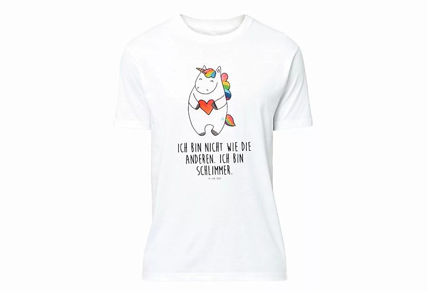 Mr. & Mrs. Panda T-Shirt Einhorn Herz - Weiß - Geschenk, T-Shirt mit Spruch günstig online kaufen