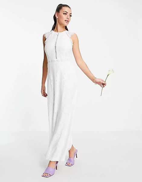 Vila Bridal – Kleid mit Spitzendetail in Weiß günstig online kaufen