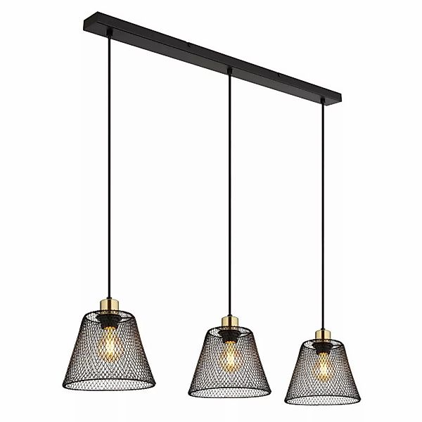 GLOBO Pendelleuchte schwarz Metall B/H/T: ca. 20x120x90 cm E27 3 Brennstell günstig online kaufen