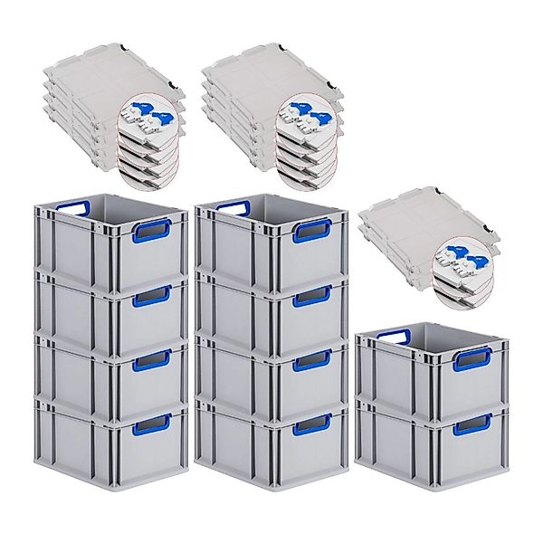 PROREGAL Spar Set 10x Eurobox Nextgen Color Mit Scharnierdeckel & Schiebesc günstig online kaufen