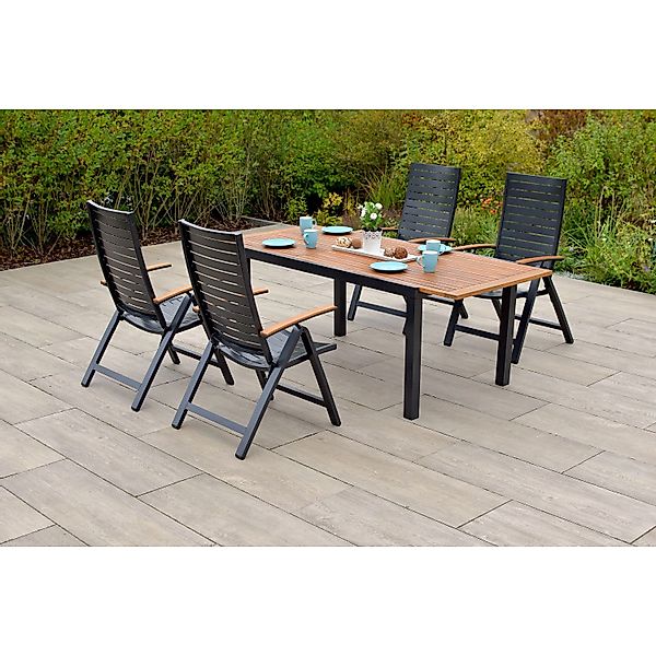 Merxx Astros Set 5-tlg. Gartentisch Ausziehbar 150/200 x 90 cm günstig online kaufen