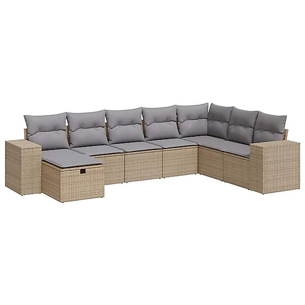 vidaXL 8-Tlg Garten-Sofagarnitur mit Kissen Beige Poly Rattan 3325735 günstig online kaufen