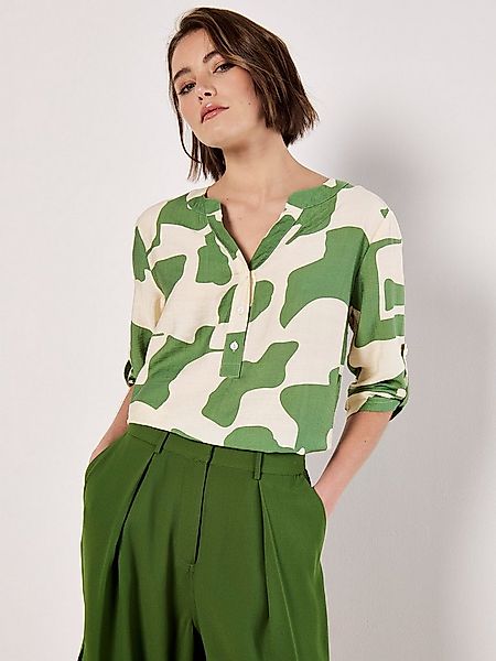 Apricot Shirtbluse Abstrakte Formen Top mit Knopfleiste günstig online kaufen
