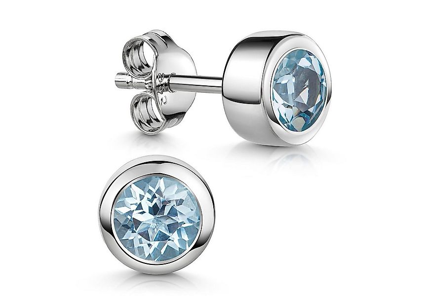 Materia Paar Ohrstecker Edelstein Blautopas hellblau klein Ø7mm SO-492, 925 günstig online kaufen