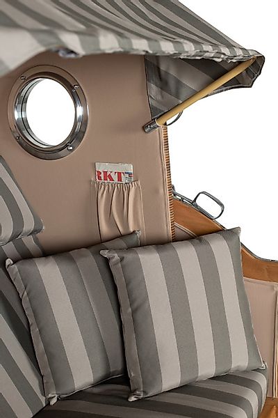 Strandkorb Amrum Grande Bullauge Teak PE Banana Dessin 537 günstig online kaufen