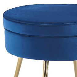 Polsterhocker Samt Blau mit Vierfußgestell aus Metall Goldfarben günstig online kaufen