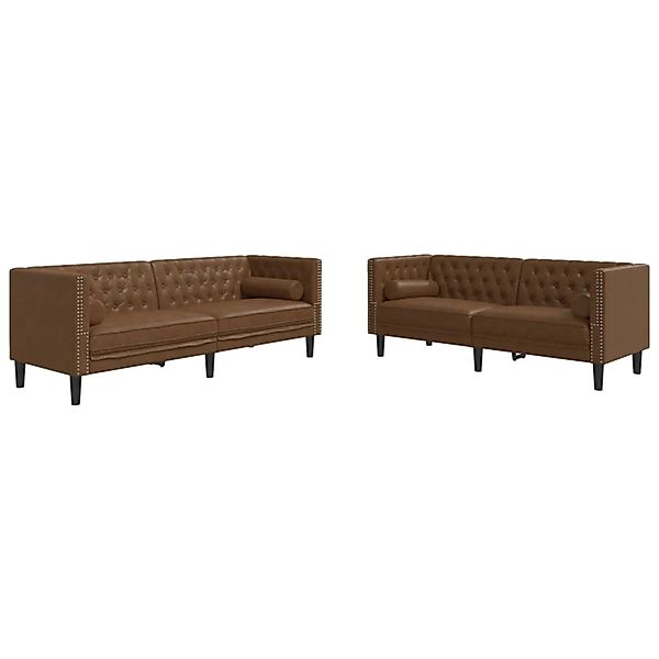 vidaXL 2-Tlg Chesterfield-Sofa-Set Braun Kunstleder Wildleder-Optik 3209300 günstig online kaufen