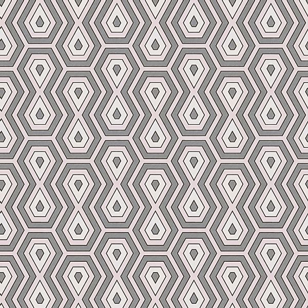 Bricoflor Vlies Mustertapete Geometrisch Retro Tapete in Grau Weiß Rosa für günstig online kaufen