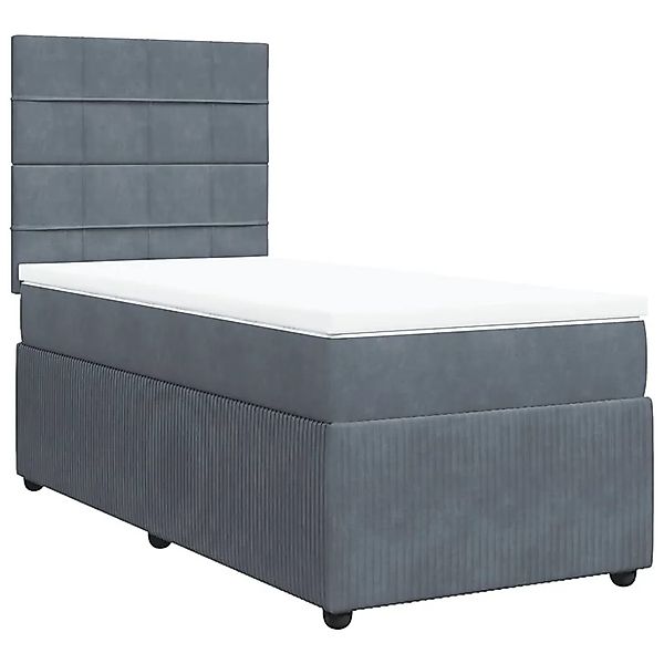 vidaXL Boxspringbett mit Matratze Dunkelgrau 90x190 cm Samt 3294515 günstig online kaufen