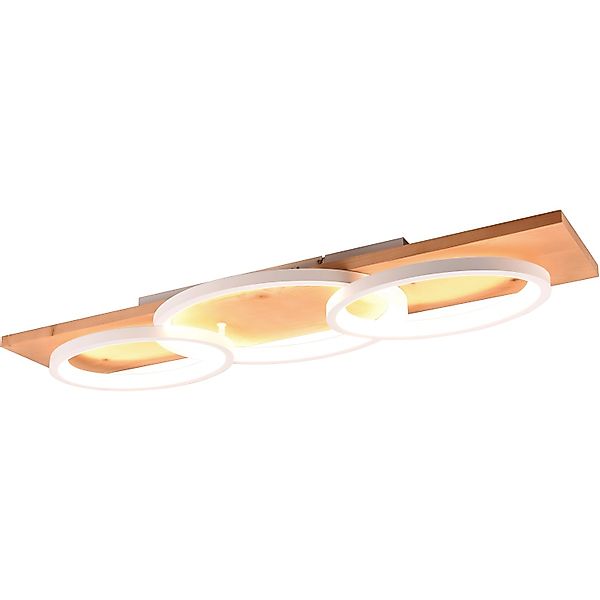 TRIO Leuchten LED Deckenleuchte »BARCA, dimmbare Deckenlampe aus Holz & Met günstig online kaufen