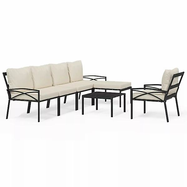 Vidaxl 7-tlg. Garten-lounge-set Mit Sandfarbigen Kissen Stahl günstig online kaufen