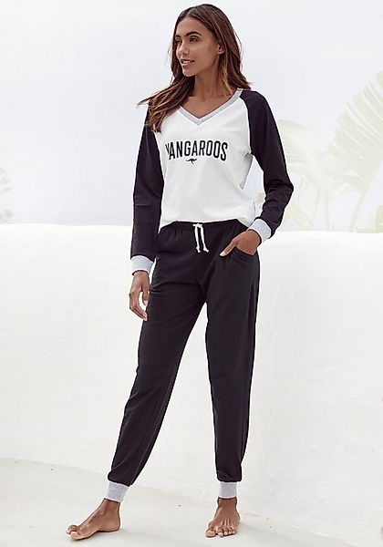 KangaROOS Pyjama (2 tlg) mit kontrastfarbenen Raglanärmeln günstig online kaufen