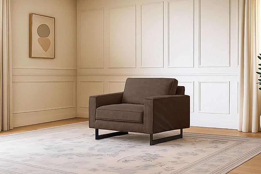 Home affaire Loveseat »Pinto 105 cm, Cord, Chenille, Lederoptik« mit Keder, günstig online kaufen