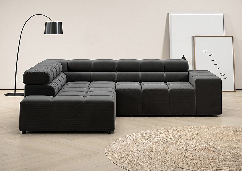 INOSIGN Ecksofa "Ancona, incl. Kopfteilverstellung + 3 Zierkissen, L-Form, günstig online kaufen
