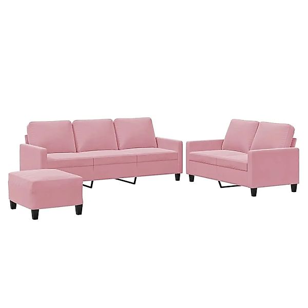 vidaXL 3-Tlg Sofagarnitur mit Kissen Rosa Samt 3201529 günstig online kaufen