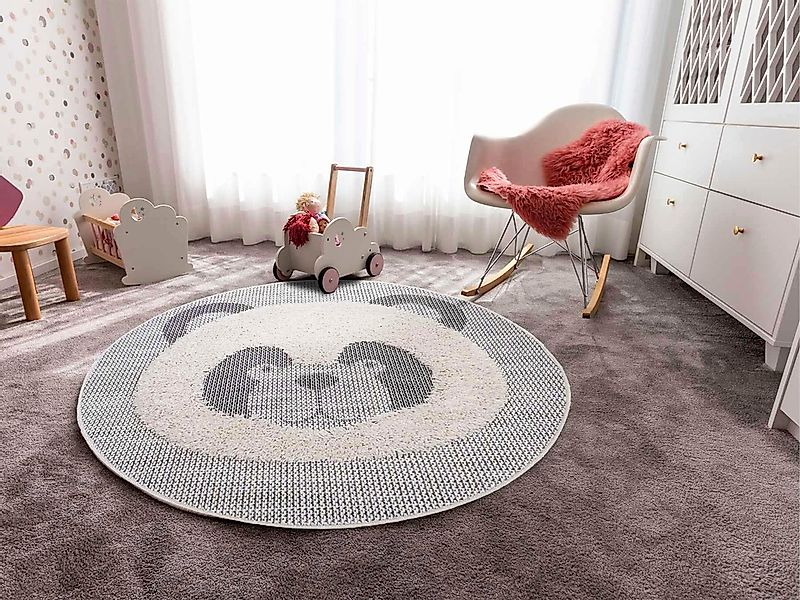 Primaflor-Ideen in Textil Kinderteppich "NAVAJO - Panda" rund 35 Höhe Hoch- günstig online kaufen