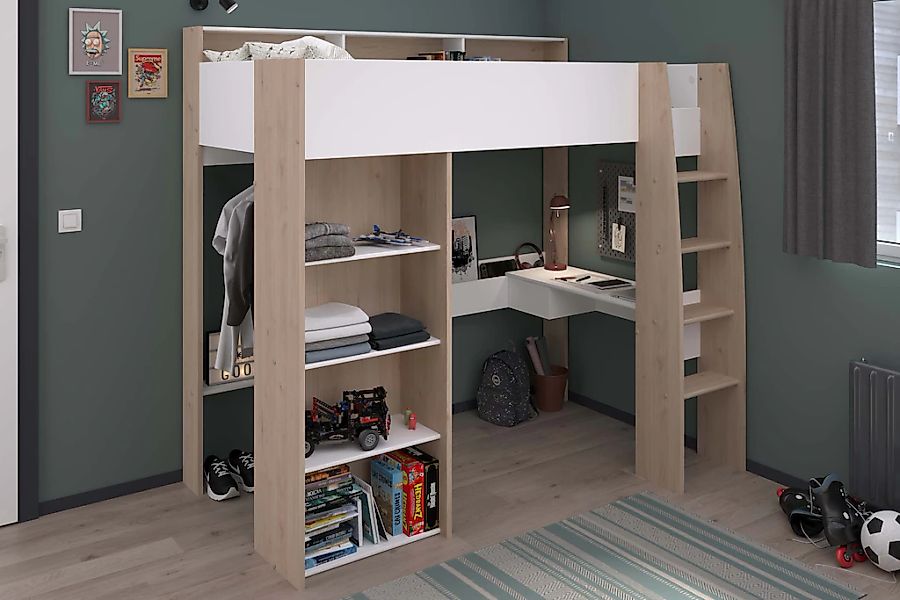 Parisot Hochbett "Shelter 11" 1 Stk. tlg. integrierter Schreibtisch, Leiter günstig online kaufen
