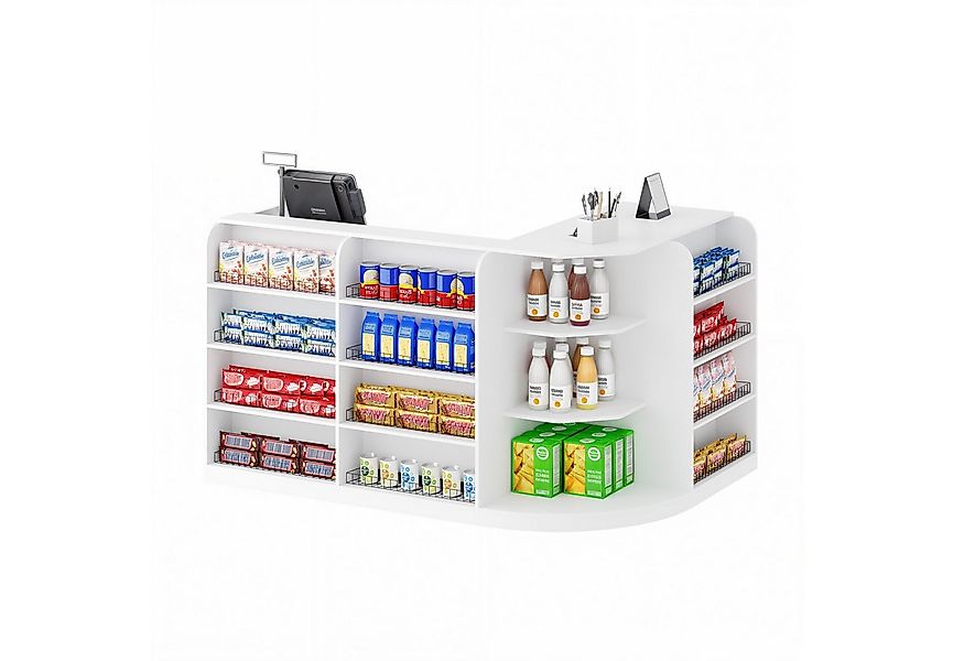 FUFU&GAGA Empfangstheke mit 3 Schubladen und 1 Schrank, weiß, 100 x 180 x 1 günstig online kaufen