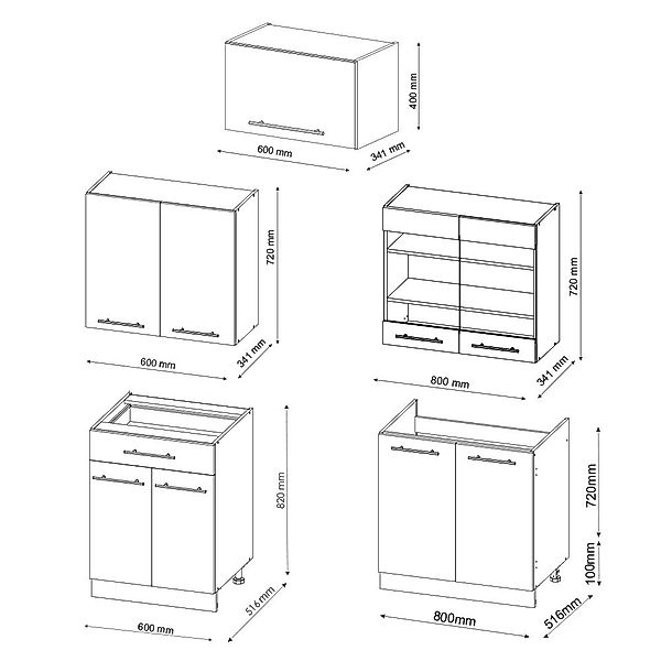 Vicco Küchenzeile Fame-Line, Grün-Gold Landhaus/Anthrazit, 200cm günstig online kaufen