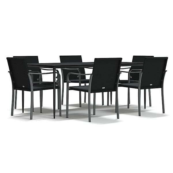 vidaXL 7-Tlg Garten-Essgruppe mit Kissen Poly Rattan und Stahl 3186951 günstig online kaufen