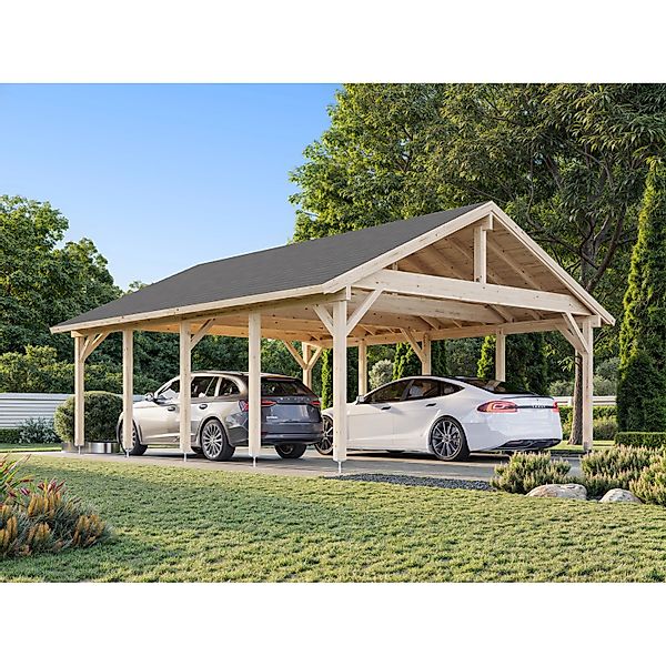 Palmako Carport Robert 555 x 732 cm Lackiert Weiß FSC® günstig online kaufen