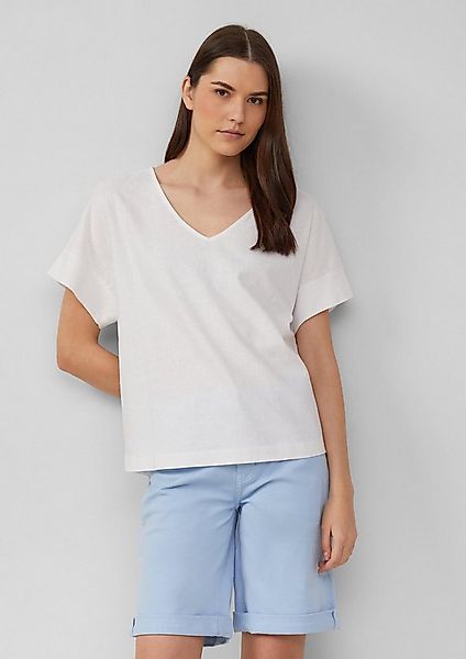 s.Oliver Kurzarmshirt T-Shirt T-Shirt im Fabricmix mit Leinenanteil günstig online kaufen