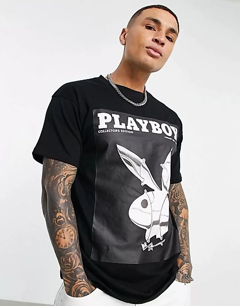 Mennace x Playboy – Oversize-T-Shirt in Schwarz mit Fotodruck auf Vorder- u günstig online kaufen