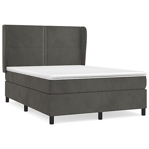vidaXL Boxspringbett, Boxbett mit Matratze Dunkelgrau 140x200 cm Samt günstig online kaufen