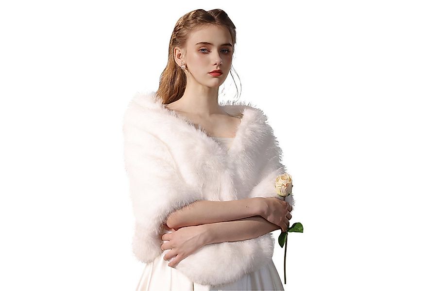 Refttenw Poncho Hochzeitsjacke,Damen Winter Schal Stola,Kunstpelz Brautjack günstig online kaufen