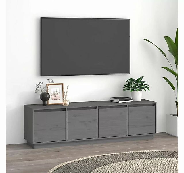 furnicato TV-Schrank Grau 156x37x45 cm Massivholz Kiefer günstig online kaufen