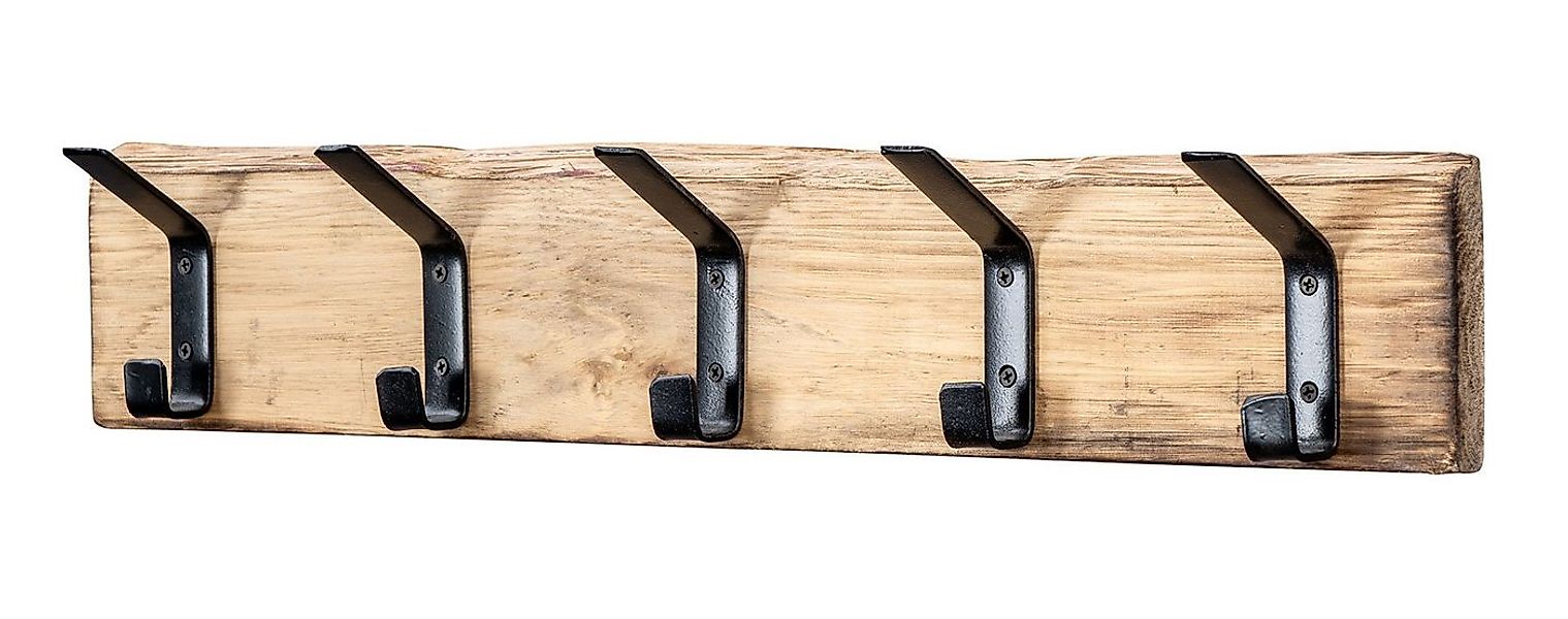 Levandeo® Garderobe, Garderobe Holz L55cm Hakenleiste 5 Haken Eiche Wanddek günstig online kaufen