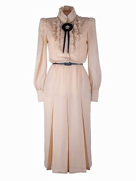 RUA & RUA Midikleid Kleid aus Wolle mit Rüschen und Brosche In Beige günstig online kaufen