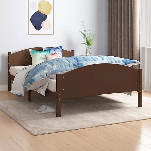 vidaXL Bettgestell Massivholzbett Dunkelbraun Kiefer 120x200 cm Bett Bettra günstig online kaufen