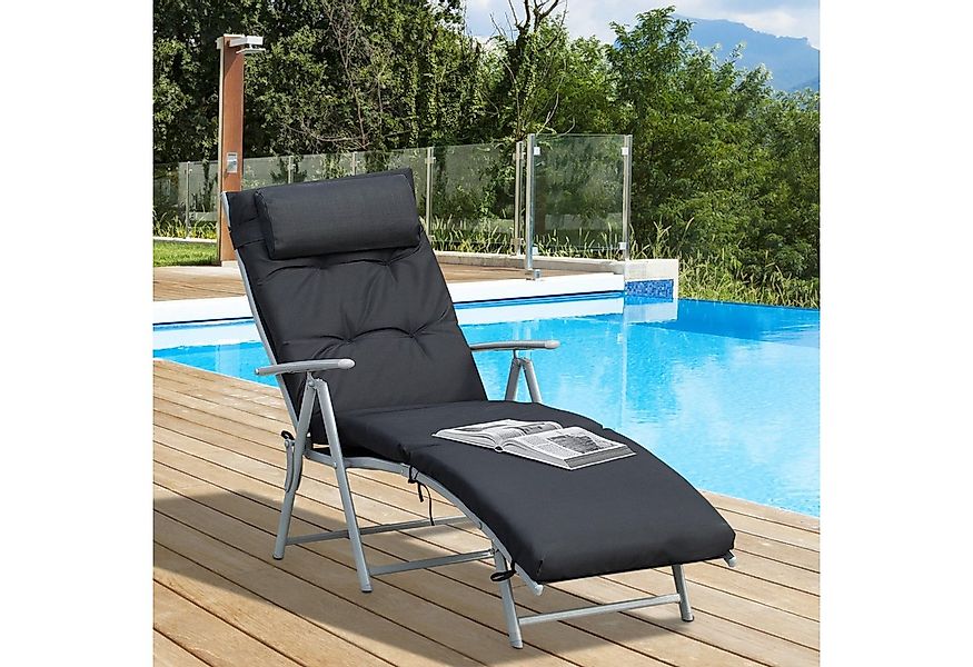 Outsunny Gartenliege Mit Kissen Garten Stoff 137 x 63,5 x 100,5 cm, Liege, günstig online kaufen