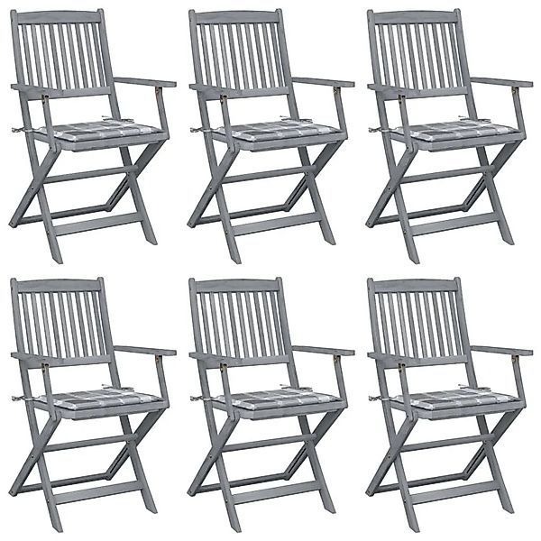 vidaXL Klappbare Gartenstühle 6 Stk mit Kissen Massivholz Akazie 3065421 günstig online kaufen