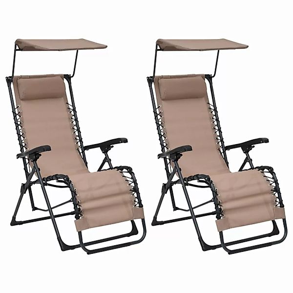 Klappbare Liegestühle 2 Stk. Textilene Taupe günstig online kaufen