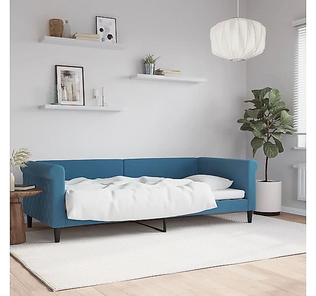 vidaXL Gästebett Tagesbett Blau 90x200 cm Samt Gästebett Gästecouch Gästeso günstig online kaufen