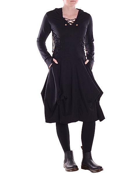 Vishes Jerseykleid Damen Baumwolle Casual asymmetrisch mit Kapuze Daumenloc günstig online kaufen