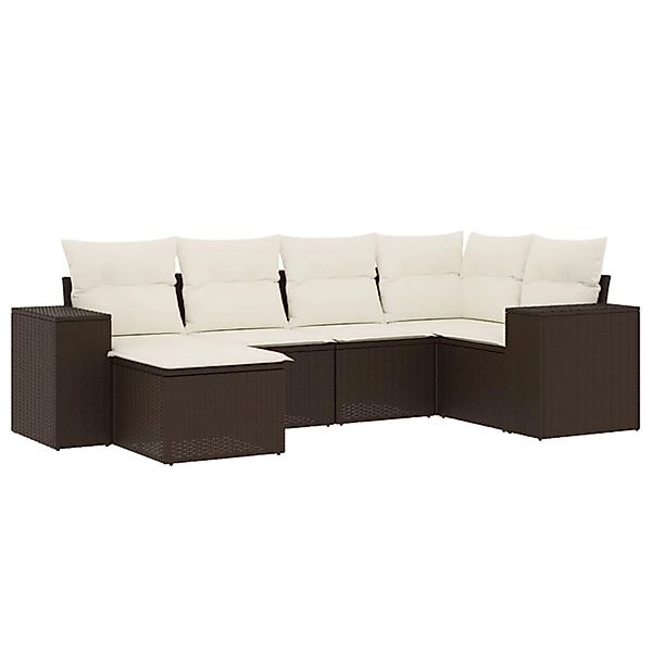 vidaXL 6-Tlg Garten-Sofagarnitur mit Kissen Braun Poly Rattan 3255200 günstig online kaufen