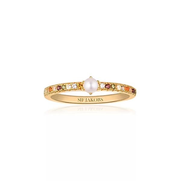 Sif Jakobs Ring 925 Silber Ellera Perla Uno 18k Gelbgold plattiert mit bunt günstig online kaufen