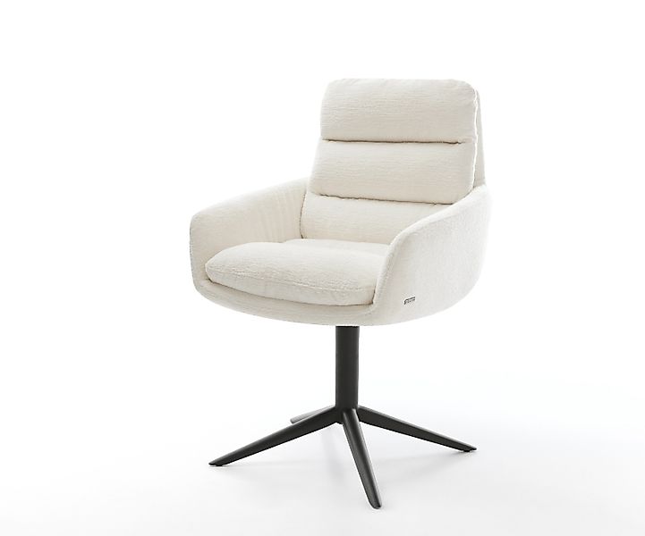 Drehstuhl Abelia-Flex mit Armlehnen Bouclé Soft Beige Fußkreuz Schwarz 360° günstig online kaufen